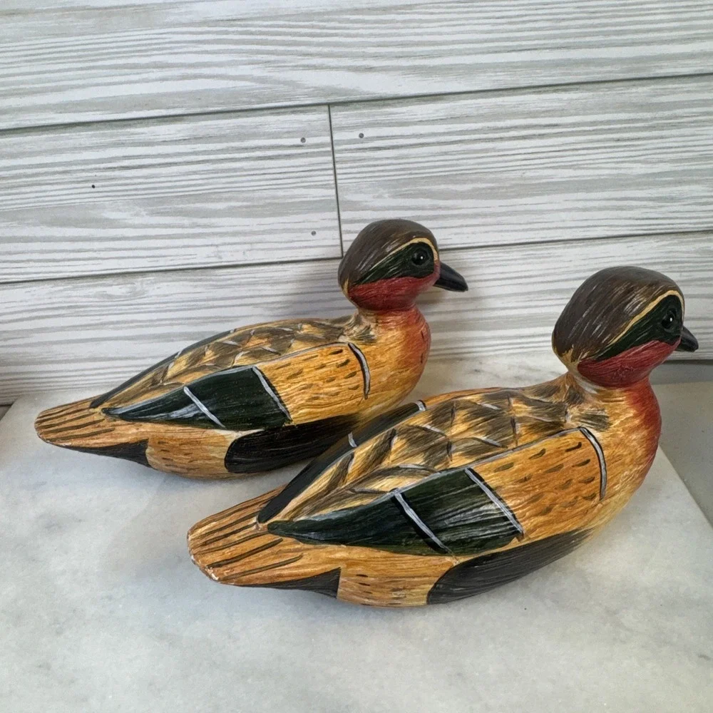 2 Hand Painted Textured Decoy Duck 8